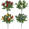 Decoratieve bloemen Kunstmatig rood fruit Bosbessenboeket Zijde nep Groene plant Simulatie Bloem Eucalyptusblad Eettafeldecoratie