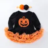 Kläder sätter 02 år baby flickor romper klänning halloween pumpa häxa hat party mesh tutu klänning party casual halloween klänning flickor kläder 230922