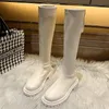 107 Thigh High Women Casual Plush Knee Brand Designer Zip Ladies Leather Long Boots White Mujer Shoes 230923 a