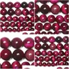 Pierre d'agates œil de tigre Magenta naturel de 8Mm, perles rondes en vrac, 15 brins 6 8 10 Mm, taille au choix, livraison directe, bijoux Dhi1S