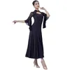 Stage Wear Waltz Ballroom Competition Dress Foxtrot Costume Ruffled Loose Half Sleeves Slit Hem Dance Ball Gowns Performance Clothes