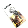 Whole 50pcs Lot Game Gun Model Key Chain Metal Alloy Key Rings Keys Holders Size 6cm Blister Card Package Key Chains261V