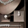 Colar brincos conjunto hibride elegante cz dubai nigeriano casamento africano jóias de noiva 4 pçs mujer cadenas y aretes N-1901