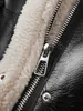 シェルパ裏地シャーリングレザーフライトパケットバイカー偽の革ジャケット女性厚い革のコート冬の革服人工革