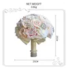 Bouquet de fleurs artificielles en soie faites à la main, fleurs décoratives, avec cristaux et perles, accessoires de photographie pour mariage en plein air