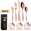 Flatware Sets 20PCS Stainless Steel Cutlery Steak Knife Fork Spoon Set Home Restaurant El Tableware Star Diamond Collection