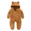 Rompers Cute Plush Bear Baby Toddler Girl Overall Jumpsuit Spring Autumn Hooded Zipper Boys Romper Infant Crawling Clothing 230923