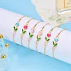 Charm Armbanden Mode Emaille Tulp Ketting Armband Voor Vrouwen Meisjes Kleurrijke Bloem Sieraden Vriendschap Bruiloft Pols Cadeau Accessoires