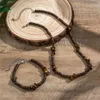 Łańcuchy modne drewniane koraliki Naszyjnik dla kobiet mężczyzn 2023 Prosty turkusowy łańcuszek Choker Naszyjniki imprezowe prezenty biżuterii