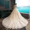 Damen-Brautkleider mit Spitze, Damen, weiß, trägerlos, Prinzessin-Brautkleider, Champagner-Kleider mit Schleppe 23W6