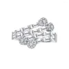 Clusterringen LOKWAN 925 sterling zilver Stapeltype Sneeuwvlok Microset Zirkonia Ontwerp Dames Gepersonaliseerde Creatieve Mode-sieraden