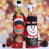 Buon Natale Copri bottiglia di vino rosso Borse di stoffa Decorazioni Regalo di Capodanno Birra Champagne Festival di Natale Decorazioni per la tavola per feste Babbo Natale Pupazzo di neve Decorazioni per alci