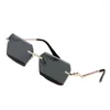 Güneş gözlüğü Dikelang Lüks Çerçevesiz Kadınlar Güneş Gözlüğü Moda Tasarım Güneş Gözlük Metal Bacaklar Hediyeler Yaz Boş zaman Plajı Sürüş Yürüyüşü UV400