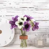 Fleurs décoratives 5 pièces simulées tête unique blanc violet fleur de camélia artificielle fausses plantes vertes maison fête de mariage Table de Noël