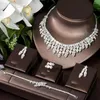 Necklace Earrings Set Fashion Big Leaf Water Drop Earring Bridal Jewelry Cubic Zirconia Women Wedding Party Costume Bijoux N-516