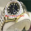 Lyxig armbandsur 18k gul guldblå ​​svart urtavla 41mm 18038 Bigger Diamond Bezel Automatic Mechanical Men Watches329U