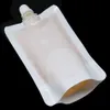 8 12cm 100ml 100pcs Lot Beyaz Boş Boş Doyback Spout Paketi Çanta İçme Depolama Standı Spout Pe Plastik Kese Jöle Suyu Cep236s