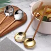 Lepels Japanse soeplepel met houten handvat Dikker roestvrijstalen vergiet Home Lange anti-eetlepels Keukengadget
