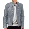 Мужские куртки 2023, мотоциклетная куртка, мужская приталенная короткая куртка с воротником из искусственной кожи, зима-осень, ветрозащитное кожаное пальто на молнии со стойкой