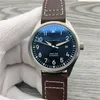 Luxury Mens Watches High Qaualiy Automatisk mekanisk rostfritt stål svart läder Enkel 41mm Watch226r