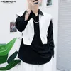 Men's Vests INCERUN Men Solid Button Sleeveless Streetwear Lapel Hollow Out Fashion Crop Waistcoats 2023 Irregular S5XL 230923