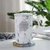 Tasses Nordic Wind Ins Marbre Tasse En Céramique Polygone Créatif Avec Couvercle Et Cuillère Tasse D'affaires De Bureau D'eau