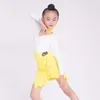 ステージウェア子供用ダンシング服女の子ホワイトラテントップイエロースカートキッズダンスコスチュームパフォーマンス衣類sl8947