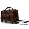 Suitcases 22Inch Genuine Leather Luggage Pull Rod Bag Men's Retro Cowhide Handbag Business Travel High-end Suitcase