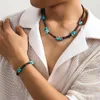 Zincirler Modaya uygun ahşap boncuklar kadınlar için kolye 2023 Basit turkuaz boncuklu zincir gergin kolyeler parti mücevher hediyeleri