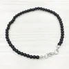 MG0138 HELA SVART Onyx Anklet Handamde Natural Stone Mala Pärlor Anklet 4 mm Mini Gemstone Jewelry230J