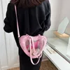 Abendtaschen Mode Frauen Transparente Umhängetasche Liebe Herzförmige PVC Klare Dame Mädchen Unterarm Lässige Reise Handtasche Messenger 230923