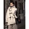 Mistura de lã feminina Hepburn estilo branco abotoado casaco de lã versátil elegante fino e temperamental singlebreasted manga comprida 230923