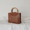 Evening Bags 2023 Women Fashion Unique Wooden Top Handle Personality Vintage Handbag Tote Bag Shoulder Party Office Daily 2 Size