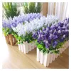 Fleurs séchées artificielles floquées en plastique lavande Bundle fausses plantes mariage bride Bouquet intérieur extérieur maison cuisine bureau Table 230923