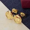 Gold diamond high-end STUD earrings classic titanium steel 18K love designer earrings for Women delicate fashion jewelry with original box