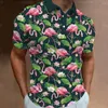 Herrpolos flamingos herrar t shirt affärspolo för tryckt man snabb torr kläder lösa sommar casua kort ärm överdimensionerade toppar