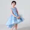 Girl Dresses Summer White Red Blue Lilac Kids Junior Princess Flower Girls Asymmetrical Sequined Dress Birthday Wedding Party Tulle Gown
