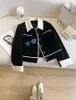 24SS new Women's Jacket Black and White Early Autumn polos lapeal suit woolen short length jacket Luxury Metal Breasted long sleeves fashion outwear coats