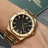 En helt ny 15500 eller svart urtavla Rose Gold Movement 4302 Automatisk vattentät modemänklocka