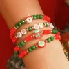 Charm Bracelets Lacteo Unique Crystal Beads Bracelet For Women Letter/Tree Pattern Acrylic Clay Beaded Girls Bangle Trendy Jewelry