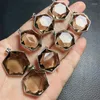 Charms Natural Smoky Quartz Hexagram Bracelet Crystal Carving Women Fishion Jewelry Healing Gemstone Holiday Gift 1pcs 19mm