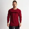 Men's T -skjortor Spring Autumn Men Long Sleeve T Shirt Jogger Sports Fitness Bomull