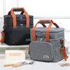 Storage Bags Men Lunch For Work Bento Bag Portable Box Insulation Multiple Pockets Double Layer Waterproof Coating Picnic