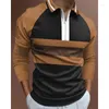 Herrpolos 2023 Trendiga mode Zip Polo -skjorta Autumn Thin Comant Slim Fit Office Colored Printed Shirt.