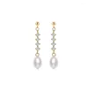 Dangle Earrings Mermaid Tears Plated Gold Color Famous Temperament A Hundred Water Drops Pearl-encrusted Long Fashion