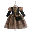 Abiti da ragazza Halloween Maniche lunghe Natale Cosplay Bambini Maglia corta Star Ballgown Abbigliamento per feste di compleanno