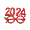 2024 Merry Christmas Glasses Face Mask Cover Frame Children Toys Happy New Year Xmas Party Decorations Eyeglasses Booth Props Supplies Kids Gift Festive Ornament