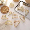 Vintage Gold Color Metal Geometric Hair Claw Clamps for Women Star Shell Hollow Crab Clip 2021 Fashion Accessorie Clips Barrette299U