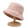 Stingy Brim Hats Winter Warm Bucket Lamb Wool Faux Fur Fisherman Hat Women Thicken Plush Panama Caps Outdoor Keep Fishing Unisex 230916