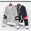 TB Contrast Panel Hoodie Men's Zipper Fashion Casual Coat Contrast Color Coat B0119